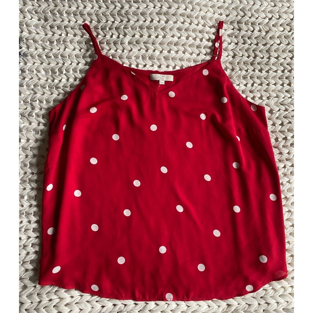 Loft PLUS Red Polka Dot Chiffon V-Neck Camisole Tank Top. Size 20. NEW WITH TAGS - Picture 6 of 7